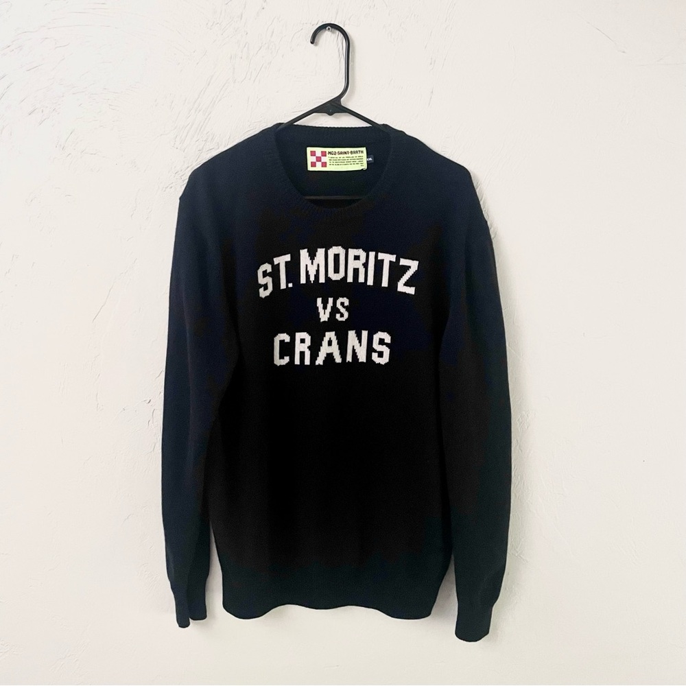 MC2 Saint Barth Cashmere-Wool Blend Crewneck Knit Sweater in Navy